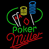 Miller Poker Ace Coin Table Beer Sign Neontábla
