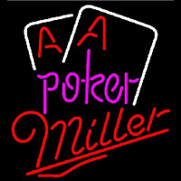 Miller Purple Lettering Red Aces White Cards Beer Sign Neontábla
