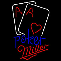Miller Purple Lettering Red Heart White Cards Poker Beer Sign Neontábla
