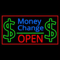 Money Change Dollar Logo Open Red Border Neontábla