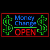 Money Change Dollar Logo Open Red Border Neontábla