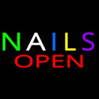 Multi Colored Nails Open Neontábla