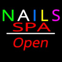 Multi Colored Nails Spa Open Yellow Line Neontábla