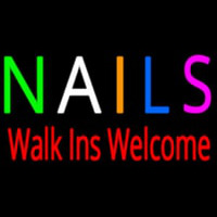 Multi Colored Nails Walk Ins Welcome Neontábla