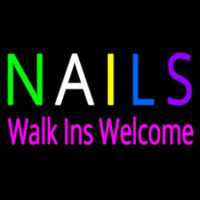 Multi Colored Nails Walk Ins Welcome Neontábla