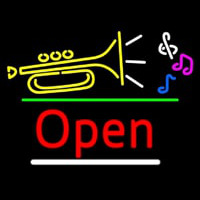 Music Open Green Line Neontábla