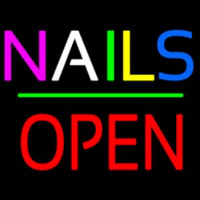 Nails Block Open Green Line Neontábla