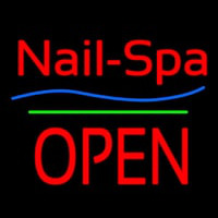 Nails Spa Block Open Green Line Neontábla