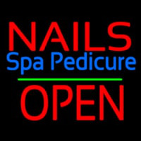 Nails Spa Pedicure Block Open Green Line Neontábla