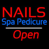 Nails Spa Pedicure Open White Line Neontábla