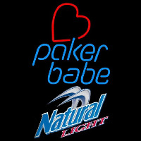 Natural Light Poker Girl Heart Babe Beer Sign Neontábla