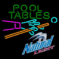 Natural Light Pool Tables Billiards Beer Sign Neontábla