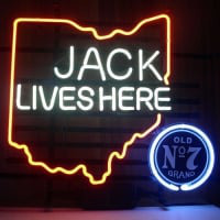 New Jack Daniels Lives Here Ohio Old #7 Whiskey Real Neon Sör Kocsma Tábla
