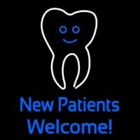 New Patients With Tooth Logo Neontábla