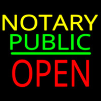 Notary Public Block Open Green Line Neontábla
