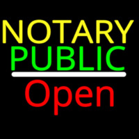 Notary Public Open White Line Neontábla