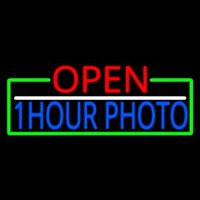 Open 1 Hour Photo With Green Border Neontábla