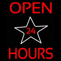Open 24 Hours Star Neontábla