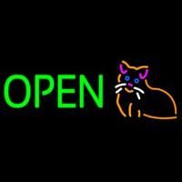 Open Cat Logo Green Letters Neontábla