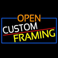 Open Custom Framing With Blue Border Neontábla