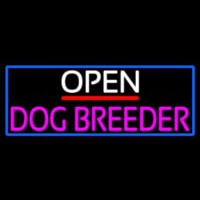 Open Dog Breeder With Blue Border Neontábla