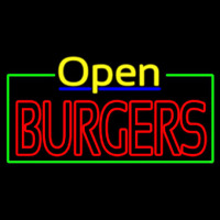 Open Double Stroke Burgers Neontábla