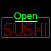 Open Double Stroke Green Sushi Neontábla