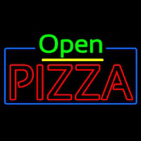 Open Double Stroke Pizza With Blue Border Neontábla