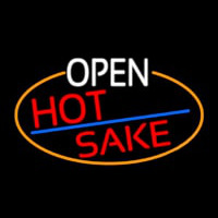 Open Hot Sake Oval With Orange Border Neontábla