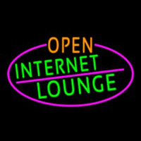 Open Internet Lounge Oval With Pink Border Neontábla