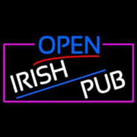 Open Irish Pub With Pink Border Neontábla