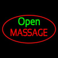 Open Massage Oval Red Neontábla