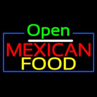 Open Me ican Food With Blue Border Neontábla