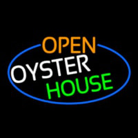 Open Oyster House Oval With Blue Border Neontábla