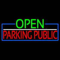 Open Parking Public With Blue Border Neontábla