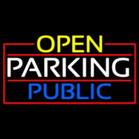 Open Parking Public With Red Border Neontábla