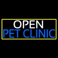 Open Pet Clinic With Yellow Border Neontábla