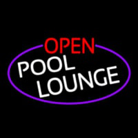 Open Pool Lounge Oval With Purple Border Neontábla