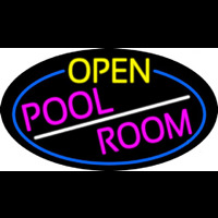 Open Pool Room Oval With Blue Border Neontábla