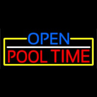 Open Pool Time With Yellow Border Neontábla