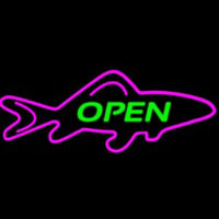 Open Purple Finned Fish Neontábla