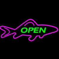 Open Purple Finned Fish Neontábla