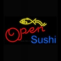Open Sushi Fish Neontábla