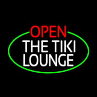 Open The Tiki Lounge Oval With Green Border Neontábla