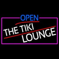Open The Tiki Lounge With Pink Border Neontábla