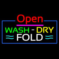 Open Wash Dry Fold Blue Border Neontábla