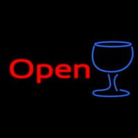 Open Wine Glass Neontábla