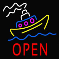 Open With Boat Neontábla