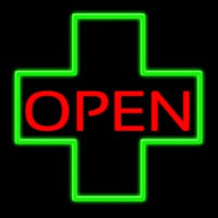 Open With Cross Logo Neontábla