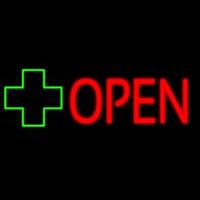 Open With Cross Logo Neontábla